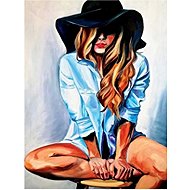 Norimpex Woman in hat and shirt 30 × 40 cm - Diamond Painting