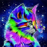 Norimpex Colourful kitten with butterfly 30 × 40 cm - Diamond Painting