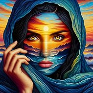 Norimpex Woman on desert background 30 × 40 cm - Diamond Painting