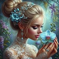 Norimpex Girl with orchid 30 × 40 cm - Diamond Painting