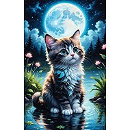 Norimpex Cat by the pond 30 × 40 cm - Diamond Painting