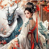 Norimpex Girl with dragon 30 × 40 cm - Diamond Painting