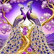 Norimpex Peacocks on a branch 30 × 40 cm - Diamond Painting