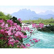 Norimpex Rose bush by the stream 30 × 40 cm - Diamond Painting