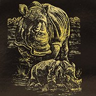 EDEN Scratch-off picture gold A5 rhinoceroses - Scratch Pictures