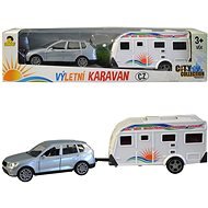 MaDe Car with Caravan, 26cm, Pull-back - Toy Car