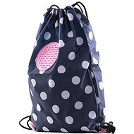 Pixie Crew bag on blue back with white polka dot - Drawstring Bag