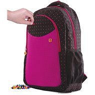 Pixie Crew Student Backpack Black with Fuchsia Polka Dot - School Backpack