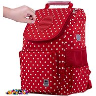 Pixie Crew School Briefcase, Red Fabric with White Polka Dots - Briefcase