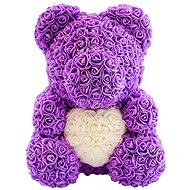 Rose Bear Purple Teddy Bear with White Heart 38cm - Rose Bear