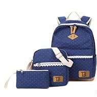 Topags Women's Backpack+Cabel+Canvas dot case - Dark Blue - Kids' Handbag