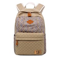 TopBags Women's Student Backpack Canvas Beige Diamonds - School Backpack
