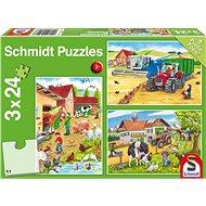 Schmidt Puzzle On a Farm 3x24 pieces - Jigsaw Puzzle