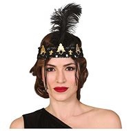 Guirca Retro headband with beads and feather - Costume Accessory