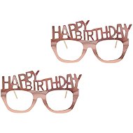 Godan Happy birthday paper glasses pink and gold 8 pcs - Costume Accessory