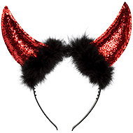 Boland Red glitter devil horns - Costume Accessory