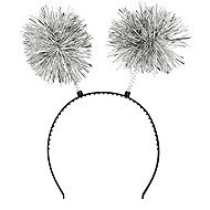 Boland Headband with silver pompoms - Costume Accessory