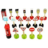 Bigjigs Rail Wooden Set of Traffic Signs - Slot Car Track Accessory