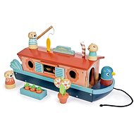 Tender Leaf Wooden houseboat with otter family Little Otter Canal Boat - Game Set