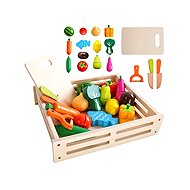 Derrson Wooden vegetables and fruits in a box, 17 pieces - Toy Kitchen Food