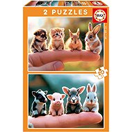 EDUCA Puzzle Small animals 2 × 20 pieces - Jigsaw Puzzle