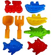 Sand molds 6 pcs + shovel and rake - Sand Tool Kit