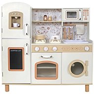 eliNeli Children's wooden kitchen with sounds - cream with flowers - Play Kitchen