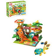 Feelo Dinosaur and Catapult Marble Run Construction Kit, 78 Pieces - Ball Track