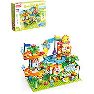 Feelo Marble Run Car Track Construction Set, 211 Pieces, Large Blocks - Ball Track