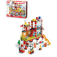 Feelo Large Fire Station Building Set, 173 Pieces - Building Set