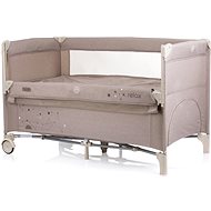 CHIPOLINO Travel cot with folding side Relax Sand linen pattern - Cot