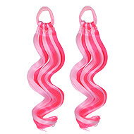 FunCo Wavy Hair Braids with Elastic Band Pink Highlights 2 pcs - Wig