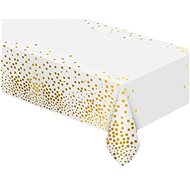 GODAN Foil tablecloth gold polka dots - white 137 × 183 cm - Tablecloth