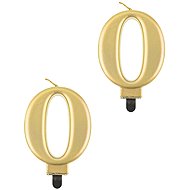 Godan Birthday cake candle - 0 - metallic gold - 8 cm - 2 pcs - Candle