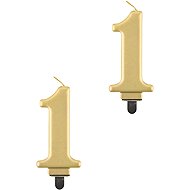 Godan Birthday cake candle - 1 - metallic gold - 8 cm - 2 pcs - Candle