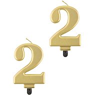 Godan Birthday cake candle - 2 - metallic gold - 8 cm - 2 pcs - Candle