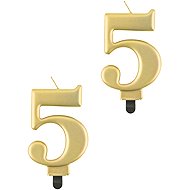 Godan Birthday cake candle - 5 - metallic gold - 8 cm - 2 pcs - Candle