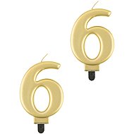 Godan Birthday cake candle - 6 - metallic gold - 8 cm - 2 pcs - Candle