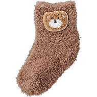 H&L brown children's short fluffy teddy bear socks, size 20–25, polyester - Socks