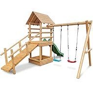 TopKing Tower with ramp, sandpit, 2 × swing, with slide - Children's Playset