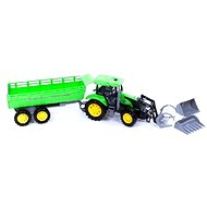 Green tractor with trailer and blade - Tractor