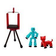 StikBot sada figurka + zvířátko se stativem – tyrkysová a červená - Figur