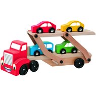 Woody Lorry with Car-carrying Trailer - Didactic Toy