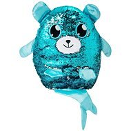 Glitter Palz - großer Teddybär mit Schwanz - blau-silber - Kuscheltier