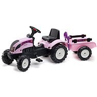 Traktor utánfutóval - rózsaszín - Pedálos traktor