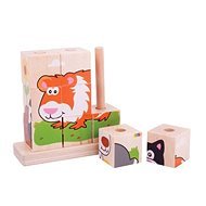 Bigjigs Baby Catching Cubes Tiere - Holz-Bausteine