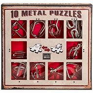 Set of 10 Metal Puzzles, Red - Brain Teaser