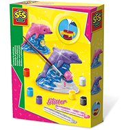 SES Plaster Cast of Dolphin and Painting with Glitter - Painting for Kids