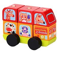 Cubika 13197 Minibus glückliche Tiere - Holz-Bausteine