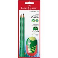 Faber-Castell Grip 2001 Graphite Pencil Set + Sharpener for Kids - Stationery Set